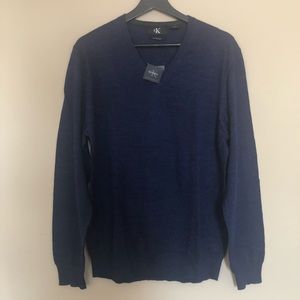 Calvin Klein Extra Fine Merino V Neck Navy Sweater